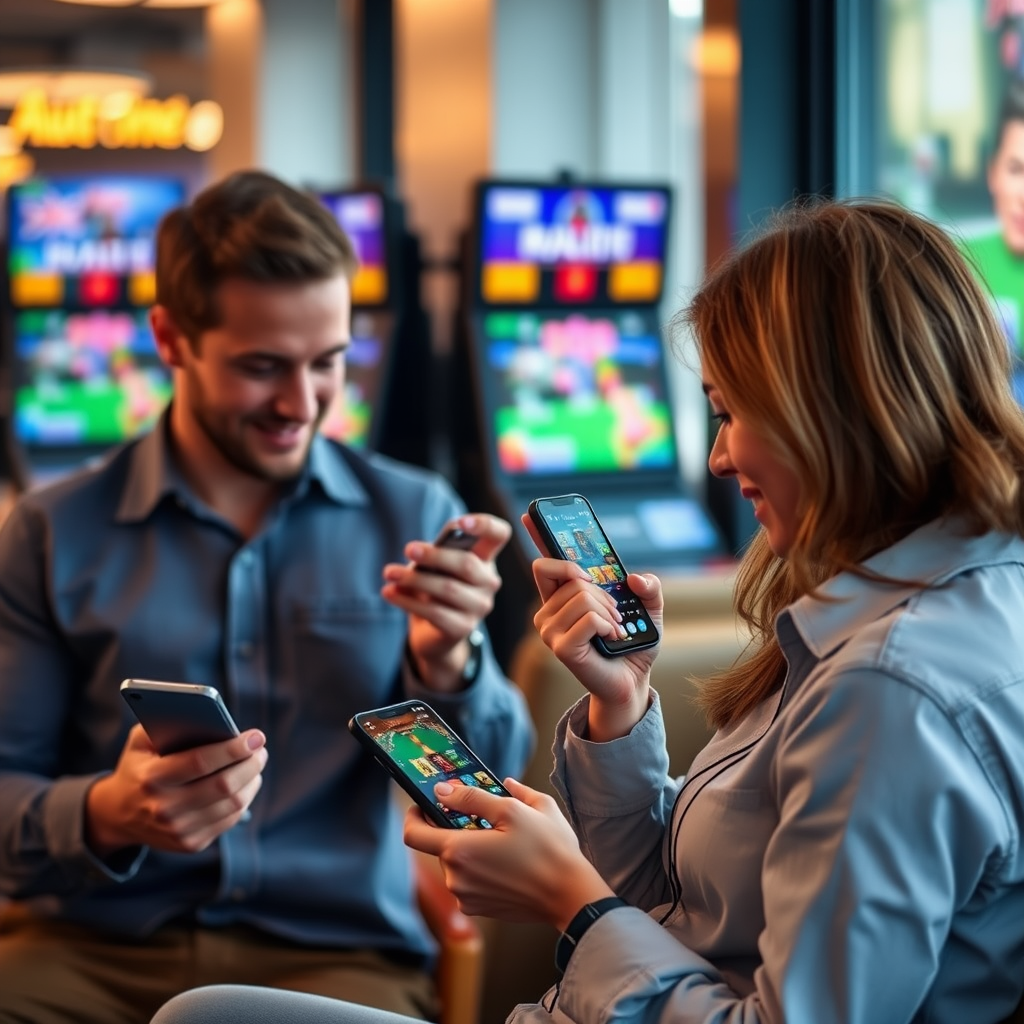 Australian players using smartphones and tablets to access live gaming experiences, showing responsive mobile interfaces and touch-optimized controls